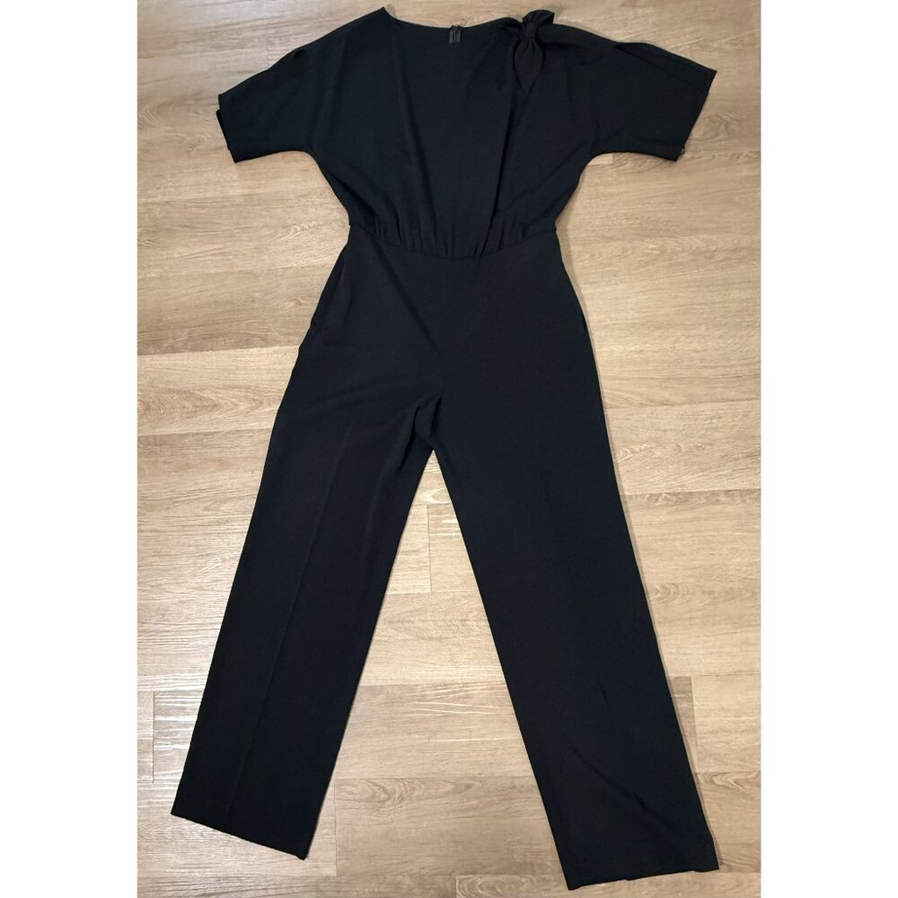 St. John Black Wide-Leg‎ Jumpsuit With Bow Detail Party Cocktail Wedding